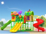 Plastic slide is children and kid toys in Kindergarten school